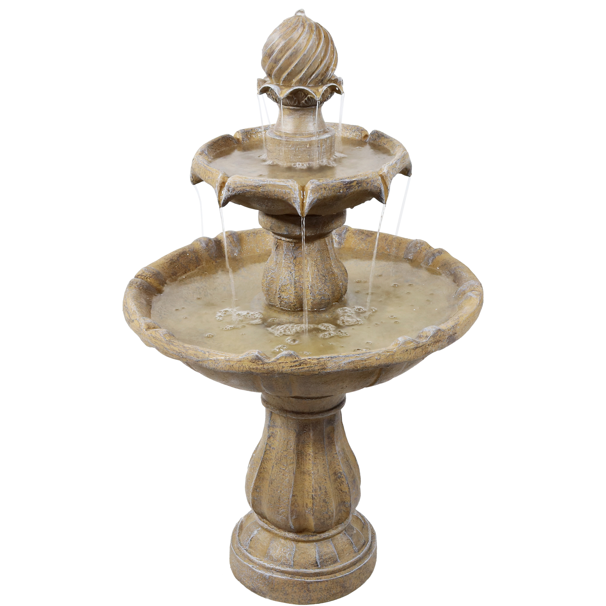 Sunnydaze Decor, 2-Tier Solar Powered Water Fountain - 35in. - Earth, Model# AMP-F802ERTH